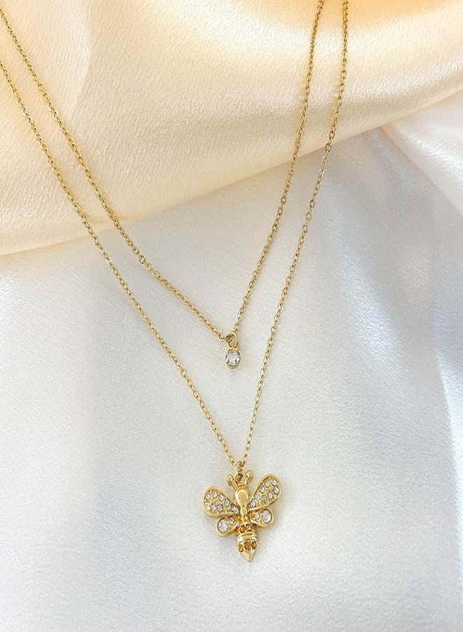 PLwelth Bee Layered Necklaces for Women Gold Bee Pendant Necklaces Long Dainty Gold Necklace Choker Necklaces Trendy Necklaces Jewelry Gifts - Image 2